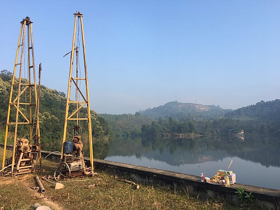 Hình ảnh ICC2 thi công khoan phụt hồ Hàm Rồng - tỉnh Thanh Hóa